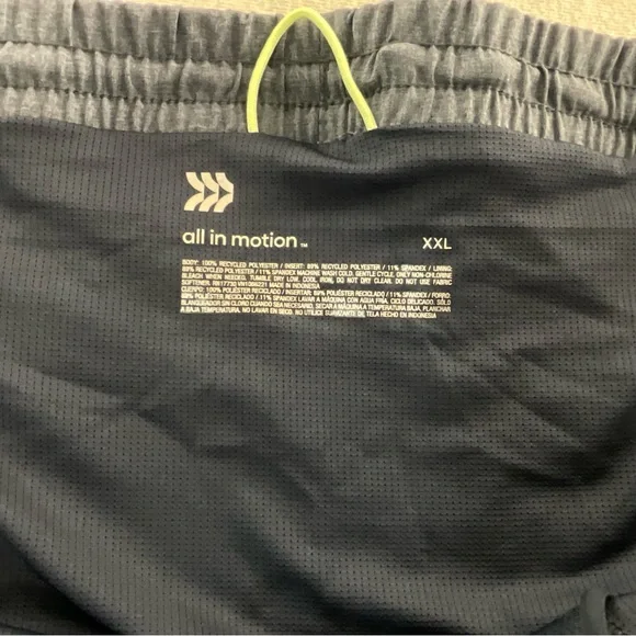 ALL IN MOTION 100% POLYESTER QUICK DRY LINED 9” MEN’S RUN SHORTS XXL BLUE GRAY - Picture 3 of 15